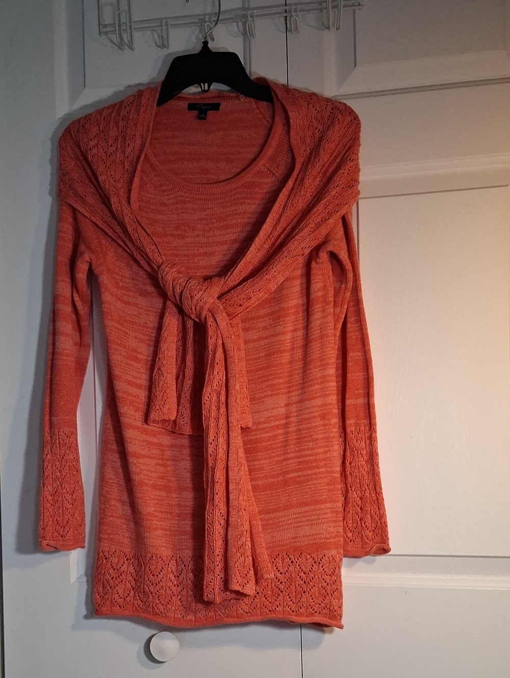 Cupio Coral Knit Cardigan with Tie Detail